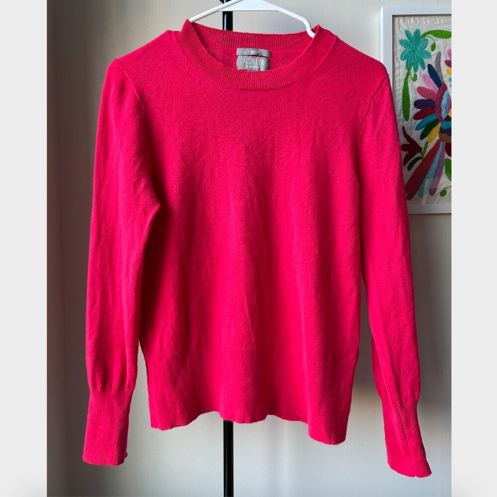 J. Crew Dark Pink Cashmere Classic-Fit Crewneck Sweater - Size S
